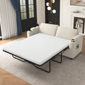Corduroy Sleeper Sofa Loveseat Sofa With Full Size Mattress, 2 USB Ports, 2 Cup Holders, 2 Side Pockets And Phone Holder