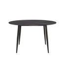 Modern Artificial Stone Round Dining Table With Metal Legs, Can Accommodate 6 People - Black