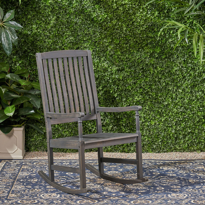 Muse - Outdoor Acacia Rocking Chair With Slat Design - Teak