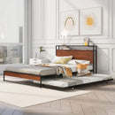 Platform Bed Frame With Trundle, USB Ports And Slat Support, No Box Spring Needed