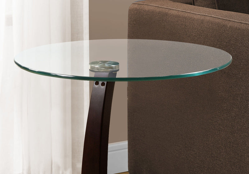 C-Shaped Accent Table Clear Tempered Glass For Living Room