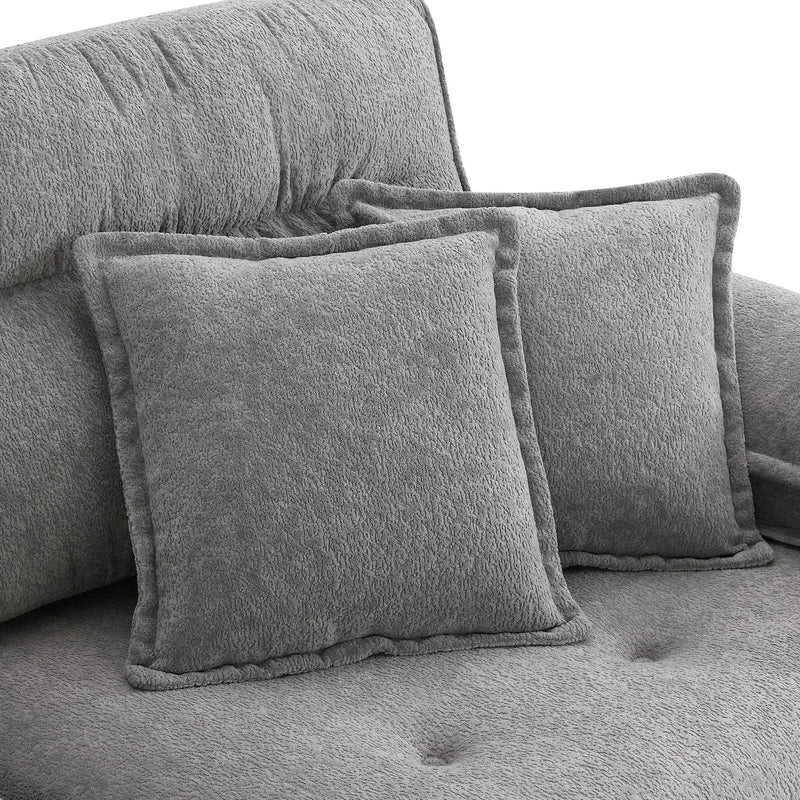 L Shaped Convertible Sectional Sofa 4 Seat Tufted Couch Set With Two Tone Adjust Legs Cloud Movable Ottoman