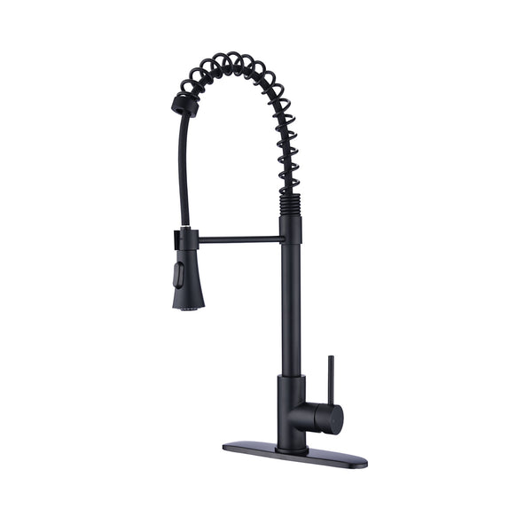 Modern Industrial Style Kitchen Faucet With Pull Down Sprayer Single Handle Stainless Steel - Matte Black