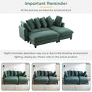 Upholstered L Shaped Sectional Sofa With Storage, Movable Ottoman, And 6 Throw Pillows