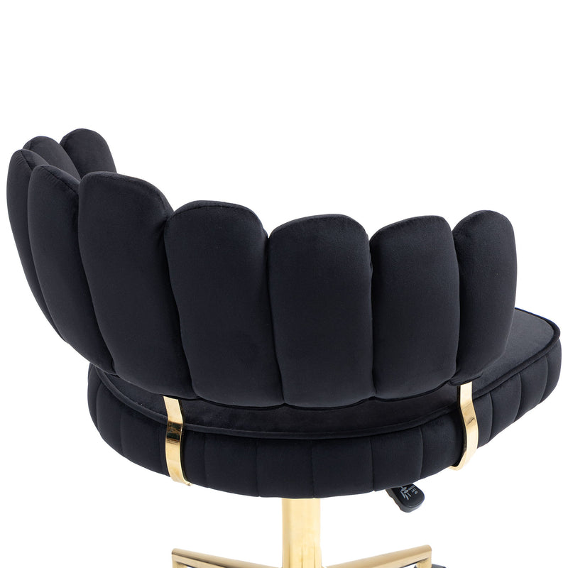Modern Velvet Home Office Desk Chair With Adjustable Height And Swivel Wheels