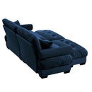 Modern Sectional Sofa With Ottoman, Round Bolster Armrests, Waist And Throw Pillows