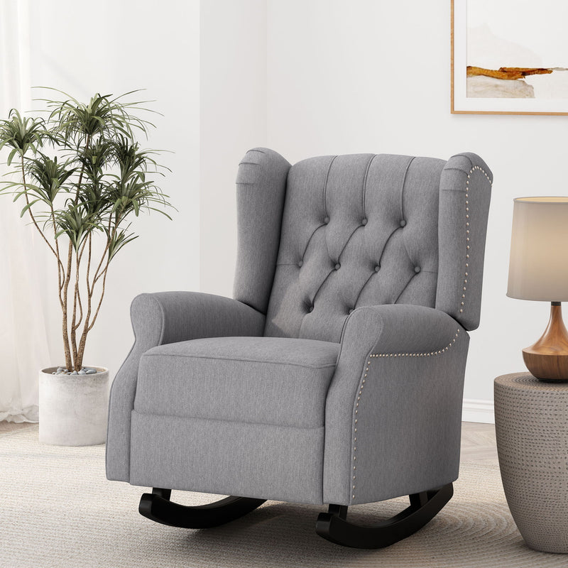 Sheila - Contemporary Fabric Tufted Wingback Rocking Chair