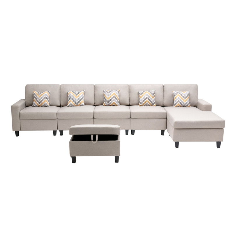 Nolan - Fabric 6 Piece Sectional Sofa With Pillows And Interchangeable Legs