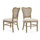 Classic Retro Dining Chair (Set of 2) With Rattan Backrest - Dark Brown / Beige