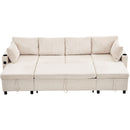 Sectional Sofa Bed With Pull Out Sleeper, USB Ports, Cup Holders