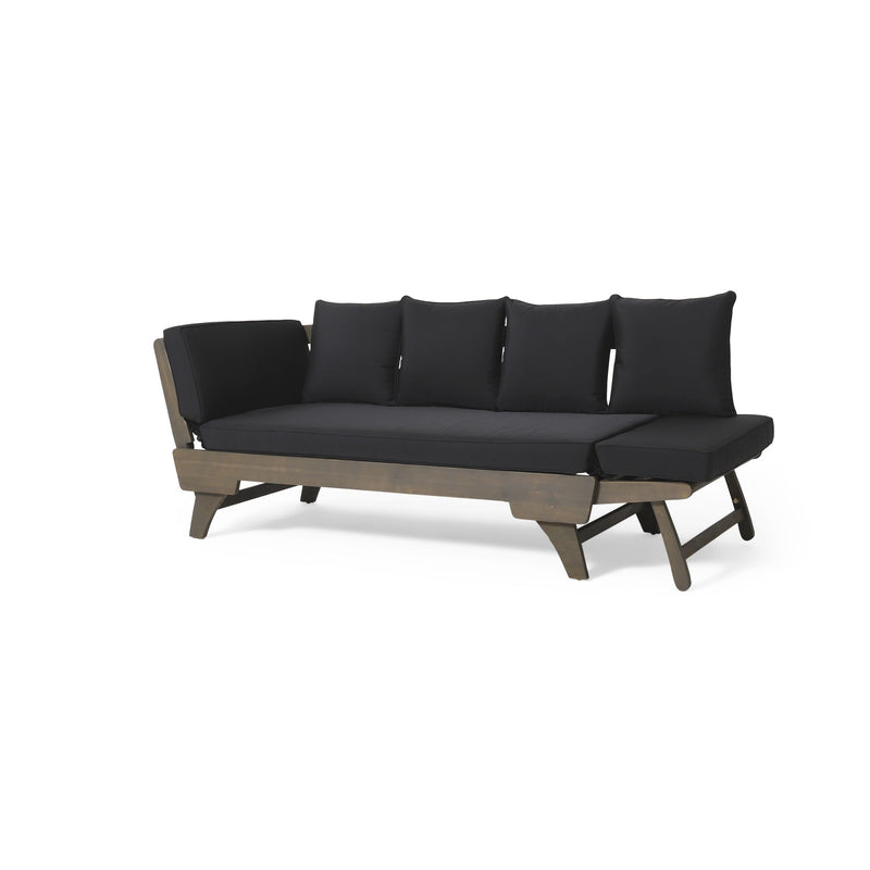 Outdoor Patio Daybed Sofa, 3 Seat Sofa With Foldable Arm 4 Back Pillows