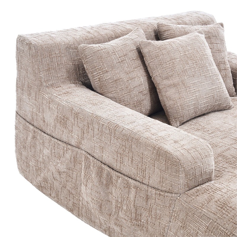 Chenille Interior Lazy Sofa Chaise Longue Armchair With 3 Pillows And Armrests