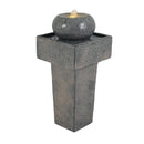 Minimalist Column Fountain With LED Lighting, Outdoor Decor For Patio, Porch And Garden - Gray