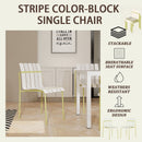 4 Piece Set Of Modern Color Block Designed Single Chairs With Long Table