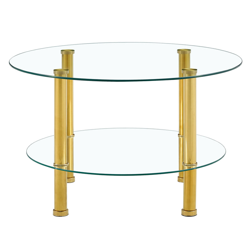 Contemporary Minimalist Double Layer Tempered Glass Coffee Table