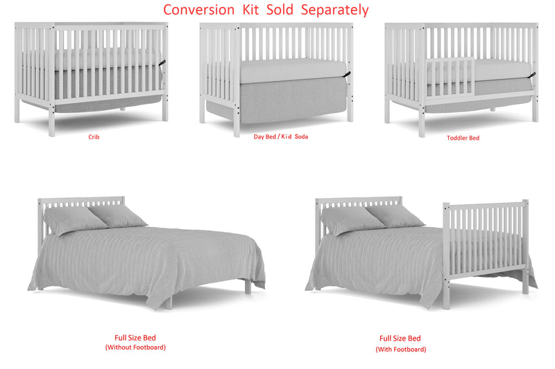 Crib 5 In 1 Convertible, Converts From Baby Crib To Toddler Bed, Fits Standard Full Size Crib Mattress