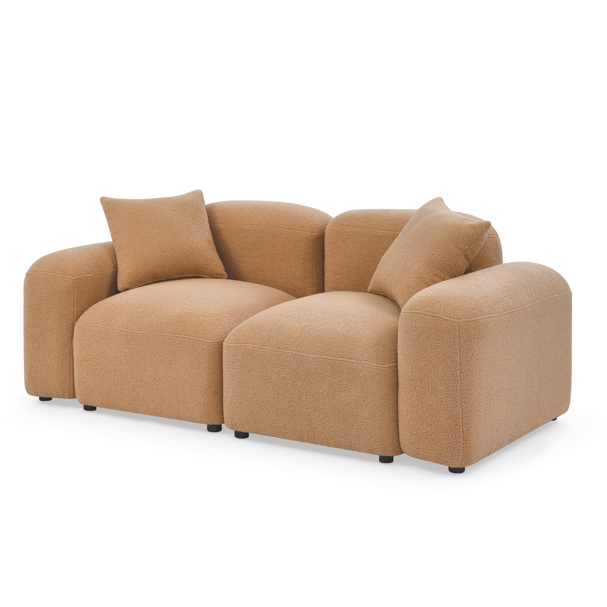 L-Shape Modular Sectional Sofa, DIY Combination,Teddy Fabric,Camel
