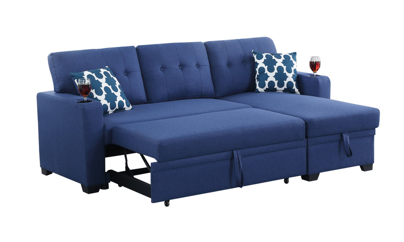 82" Width Sectional With Storage Chaise And Cupholder Armrest