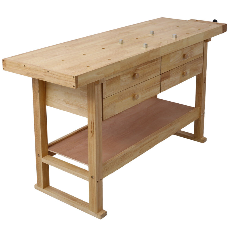 Workbench With 4 Drawers Wooden Workbench For Garage Workshop And Home - Natural