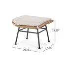 Outdoor Modern Boho Wicker Ottoman With Cushions (Set of 2)