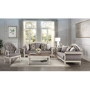 Florian - Loveseat With 3 Pillows - Gray Fabric & Antique White