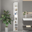 Slim Tall Bathroom Storage Cabinet With Adjustable Shelves, 2 Doors Freestanding Cabinet - White