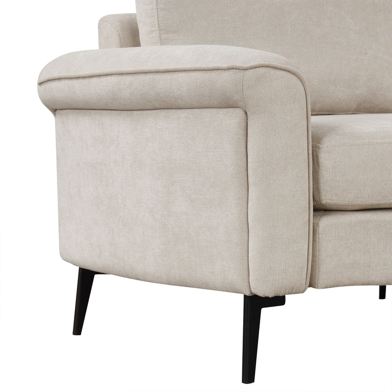 Upholstered 3 Seater Curved Sofa With Printed Pillows Chenille