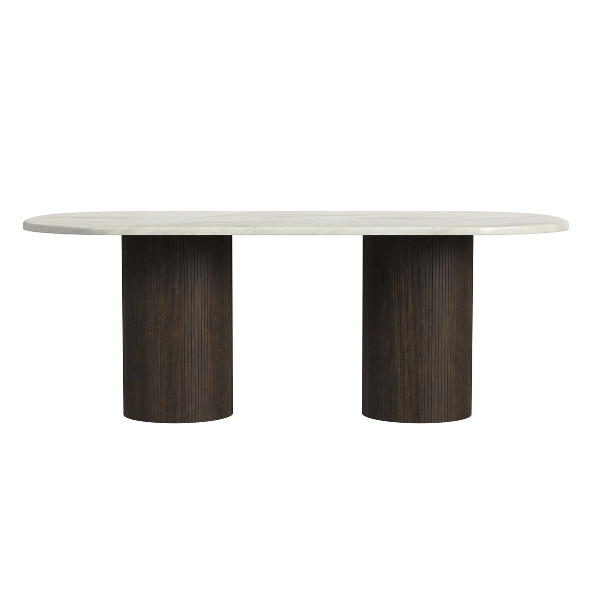 Sylvie Oval Dining Table With Faux Marble Top in Black by Elements International, view 19