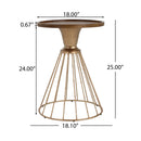 Hollow - Edge Retro Art Pine Side Table With Antique And Natural Color, Iron And Pine Construction - Antique Gold / Natural