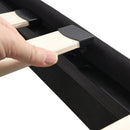 King Size Upholstered Platform Bed Frame With Linen Fabric Headboard, Wood Slat Support - Black