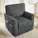 360° Swivel Accent Barrel Armchair With Side Pockets, Compact Design