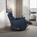 Carson - Swivel Glider Suede Recliner Chair - Midnight Blue