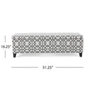 Quotient - Upholstered Storage Ottoman With Tapered Block Feet - Gray / White
