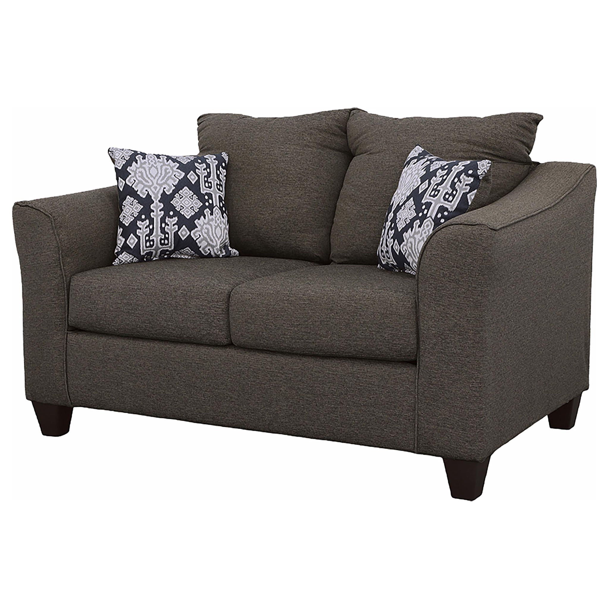 Salizar Upholstered Flared Arm Loveseat Charcoal Grey