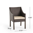 Outdoor Rattan Dining Chair With Straight Legs And Sloped Arms (Sey of 2)