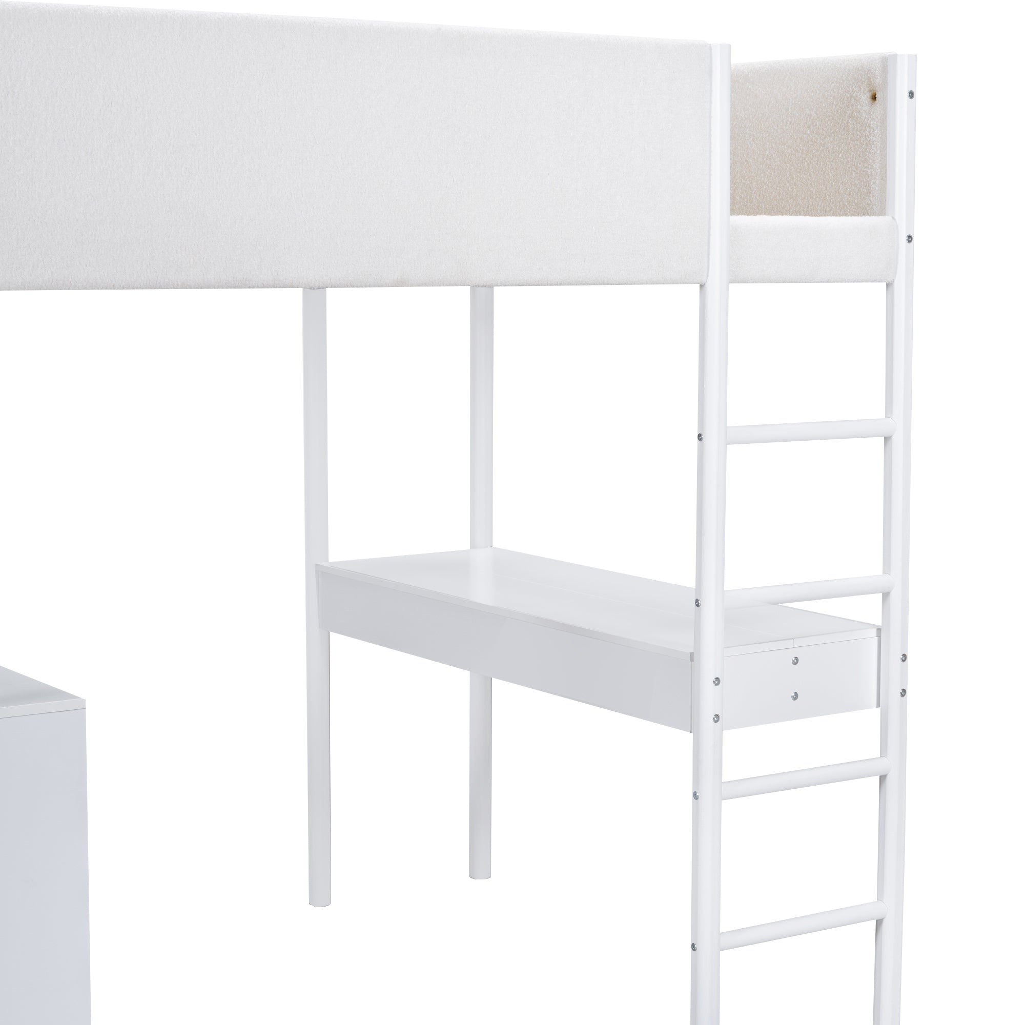 Full Size Teddy FleeceLoft Bed Wood Bed, White - Atlantic Fine Furniture Melbourne FL