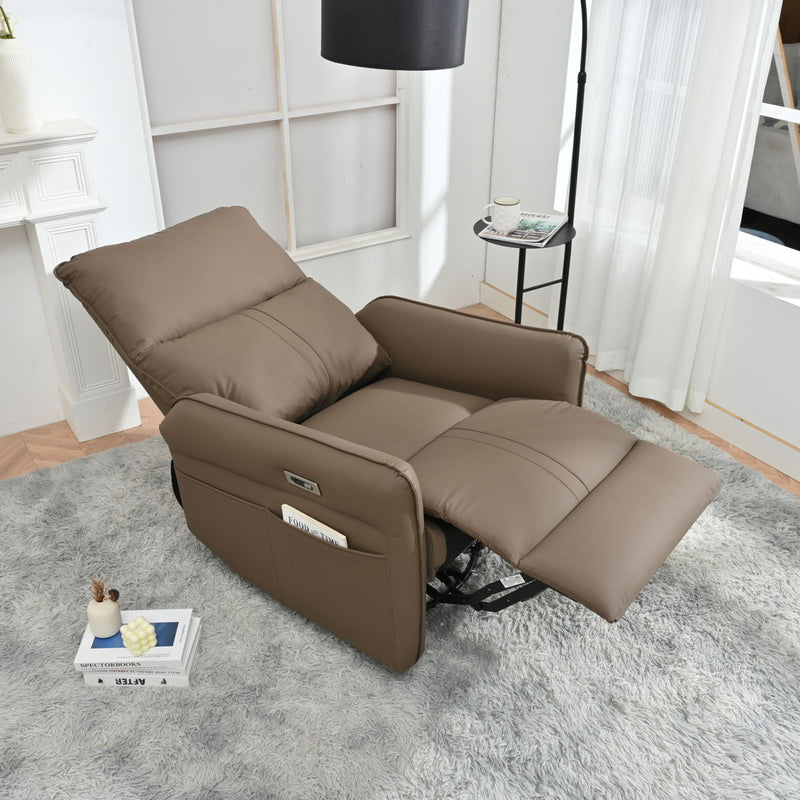 270 Power Swivel Rocker Recliner Chair, Electric Glider Reclining Sofa With USB Ports, Power Swivel Glider, Rocking Chair Nursery Recliners For Living Room Bedroom - Brown