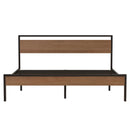 Ceres Metal Bed, Black with Cinnamon Wood Headboard&Footboard, King