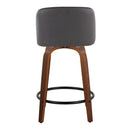 Toriano - Mid Century Modern, Fixed Height Counter Stool & Swivel And Round Footrest (Set of 2)