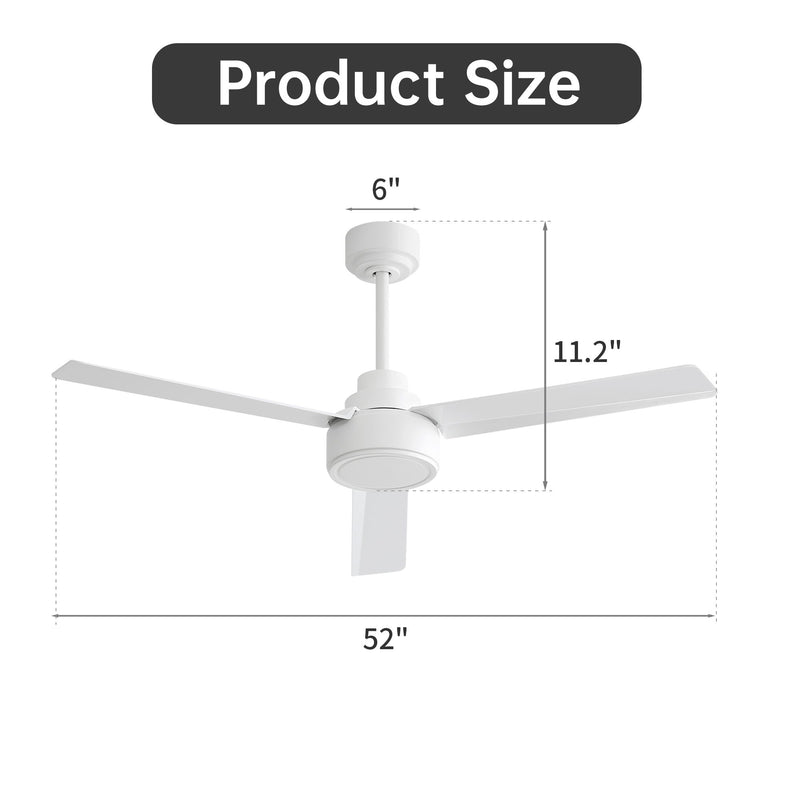 Ceiling Fan Without Light, 3 Blades Farmhouse Ceiling Fan With Remote Control 6-Speed Reversible Dc Motor For Living Room, Bedroom, Kitche