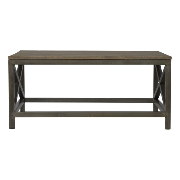 Industrial Cross Metal Coffee Table - Pewter