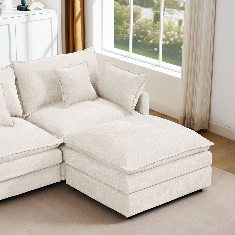 Contemporary Modular Sectional Sofa Set With Movable Ottoman