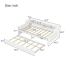 Twin Size Wooden Day Bed with Trundle for Guest Room, Small Bedroom, Study Room, White