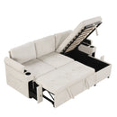 Convertible L Shaped Sofa Couch With Storage, Cup Holders, USB Ports