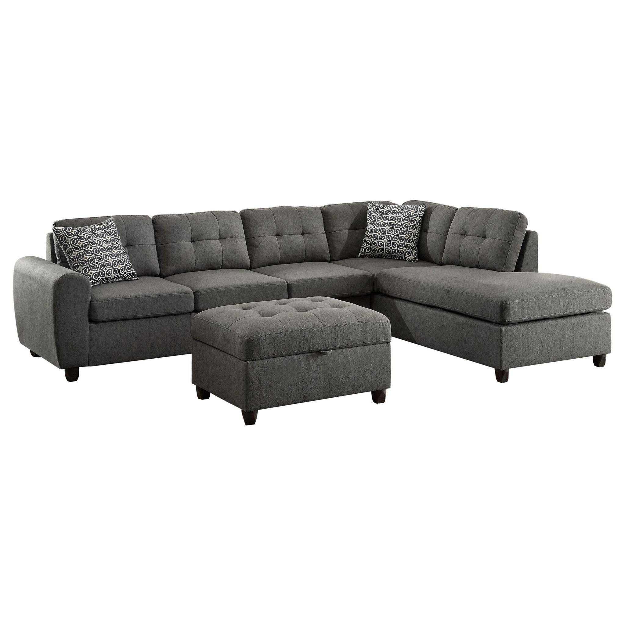 Stonenesse Sectional Sofa with Storage Ottoman Set Grey