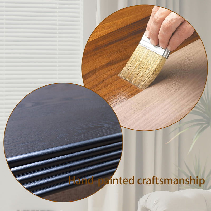 Modern Ribbed Coffee Table, Rectangular Low Profile Center Table For Living Room - Black