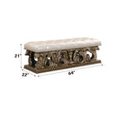 Constantine - Bench - PU Leather, Light Gold, Brown & Gold Finish - Atlantic Fine Furniture Inc