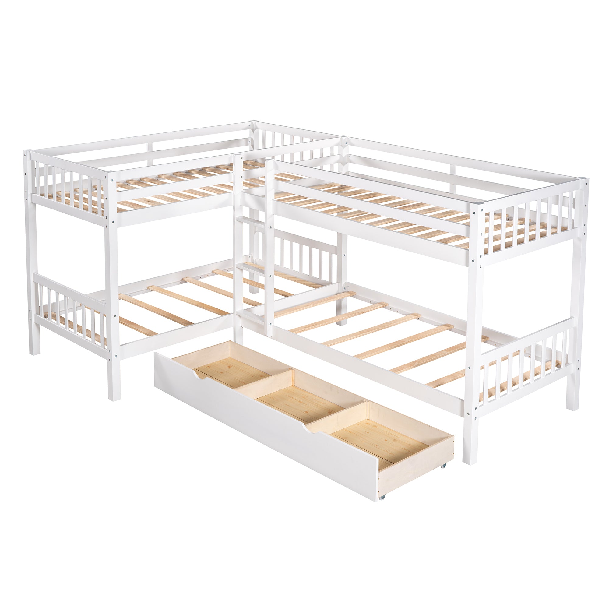 Twin L-Shaped Bunk bed with Drawers-Gray(OLD SKU :LP000038AAK) - Atlantic Fine Furniture Melbourne FL