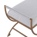 Nora - Bench With Bronze Metal Frame And Boucle Fabric Seat - White