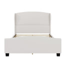 High Headboard Wingback Linen Upholstered Bed